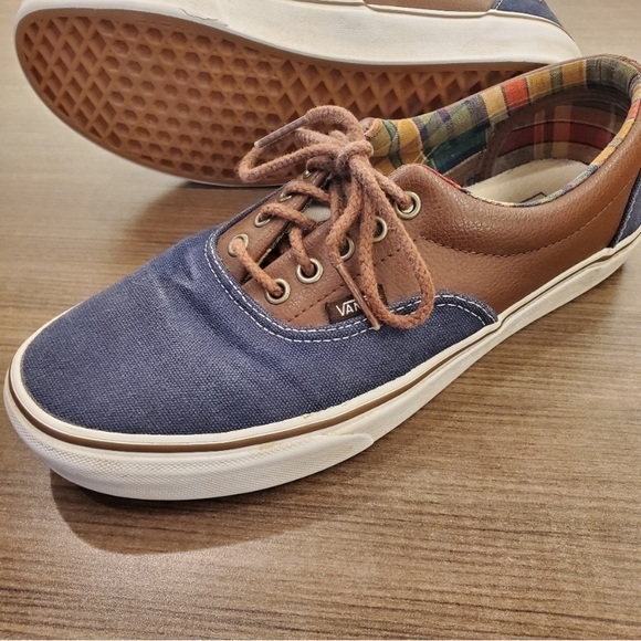 vans blue and brown leather